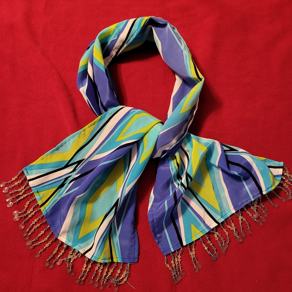 Scarf with Beaded Fringe